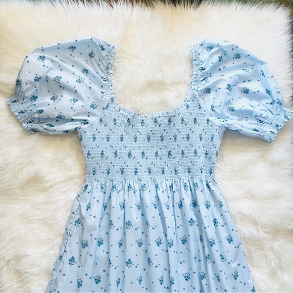 New! HILL HOUSE The Louisa Nap Midi Dress in Blue Ditsy - Picture 10 of 14